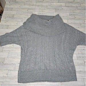 ELLE Grey/Silver Cowl Neck Bat Wing Sleeve Sweater, Women's Size XL